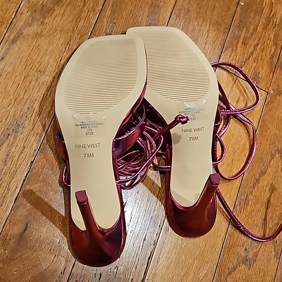 Nine West Terrie Sky Sexy Tie and Leg High Heel Strappy Sandals - Picture 12 of 15